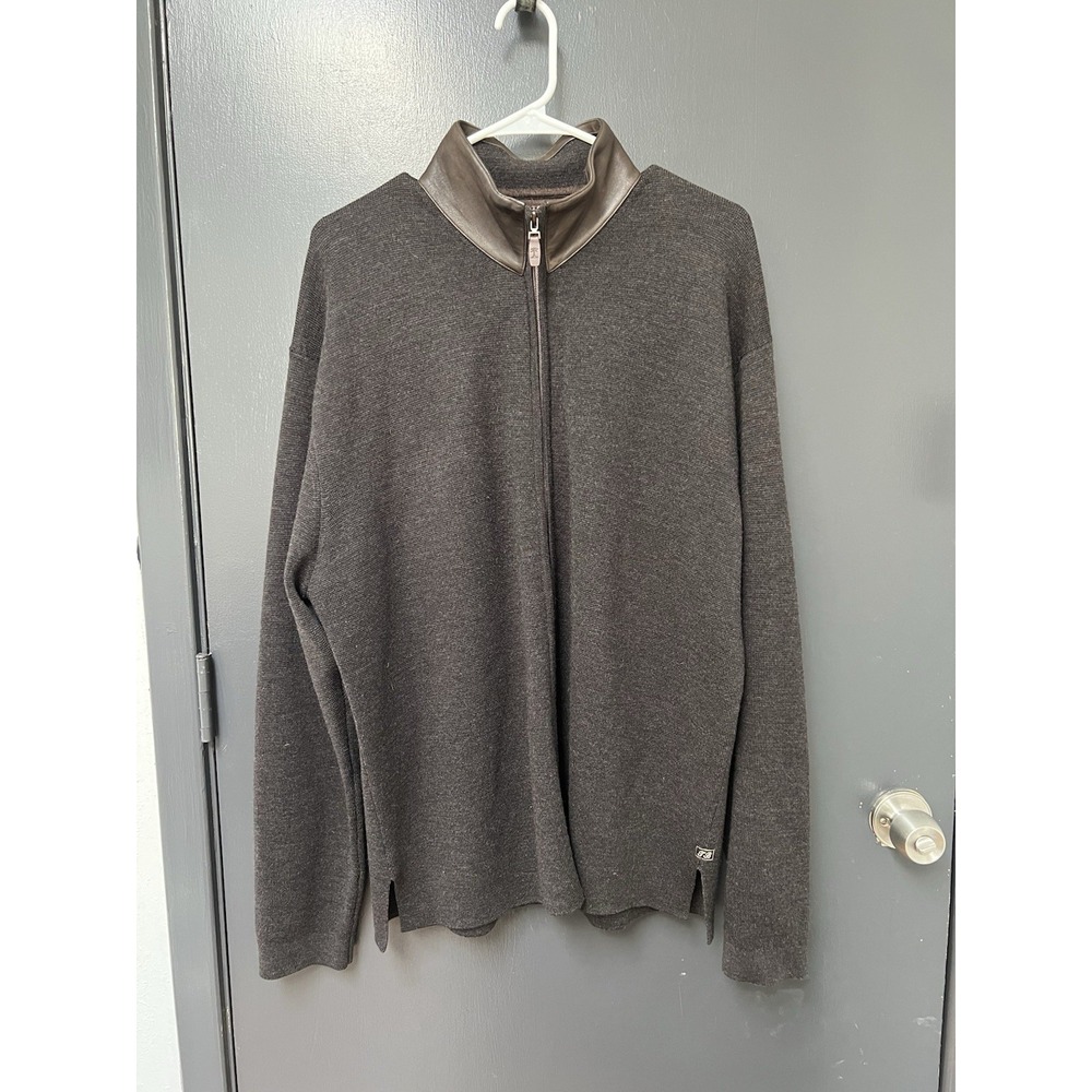 Tommy Bahama Extrafine 100% Merino Wool Brown Full Zip Sweater Men's XL